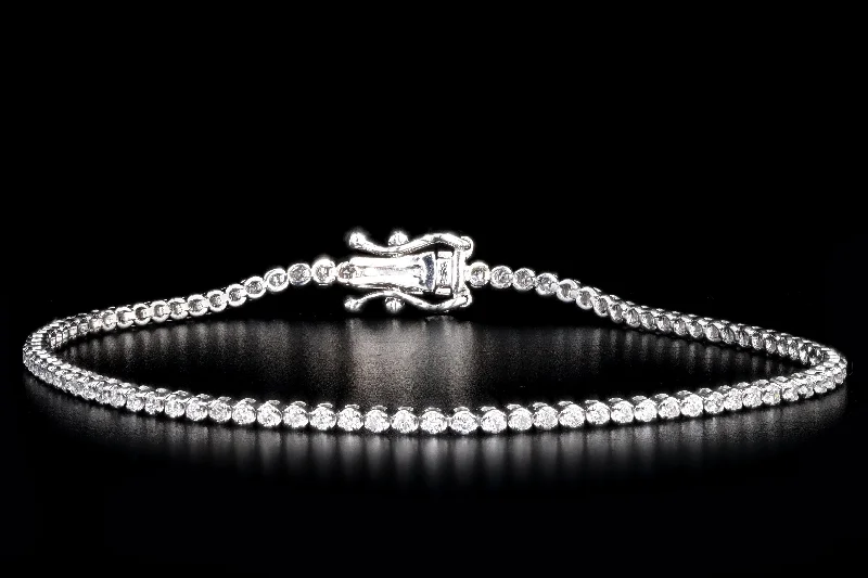 14K White Gold 2.14 Carat Total Weight Round Diamond Tennis Bracelet