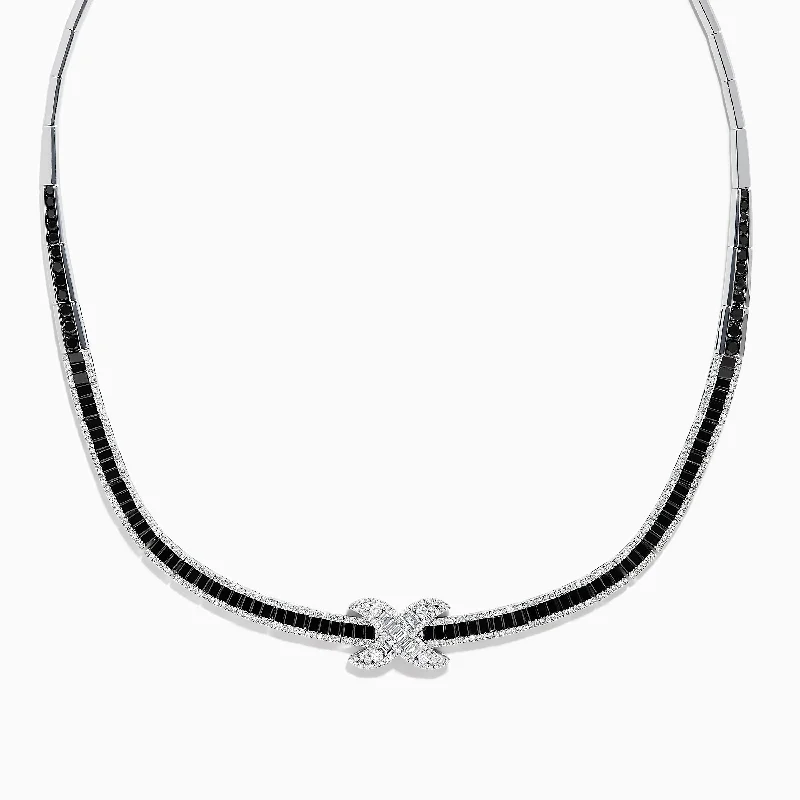 14K White Gold Diamond Black and White Diamond Necklace