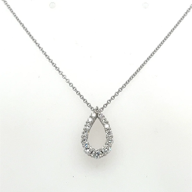 14K White Gold Pear Shaped Diamond Necklace