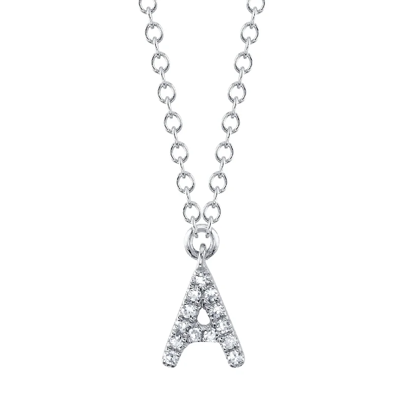 14K Gold Diamond Initial Necklace