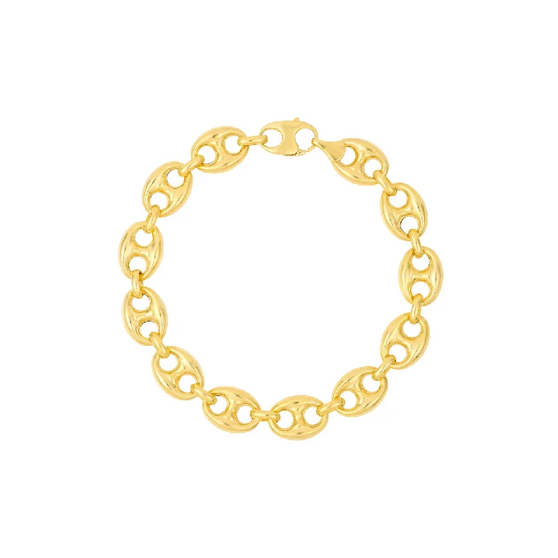 14K Yellow Gold 10mm Puff Mariner Bracelet