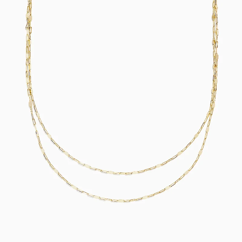 14K Yellow Gold 16" Mirror Chain Necklace