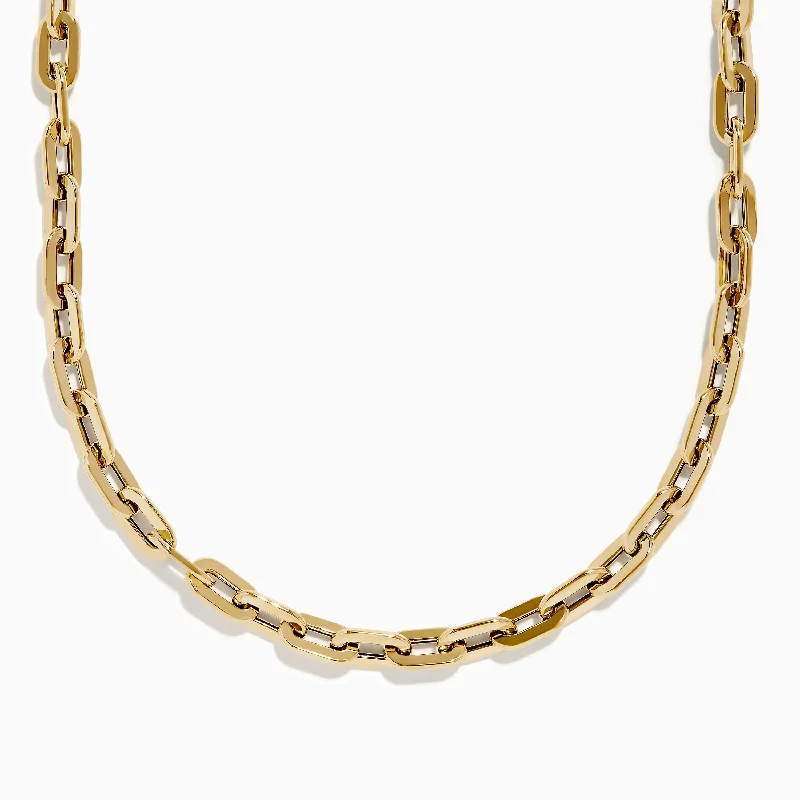 14K Yellow Gold 18" Hollow Oval Link Chain