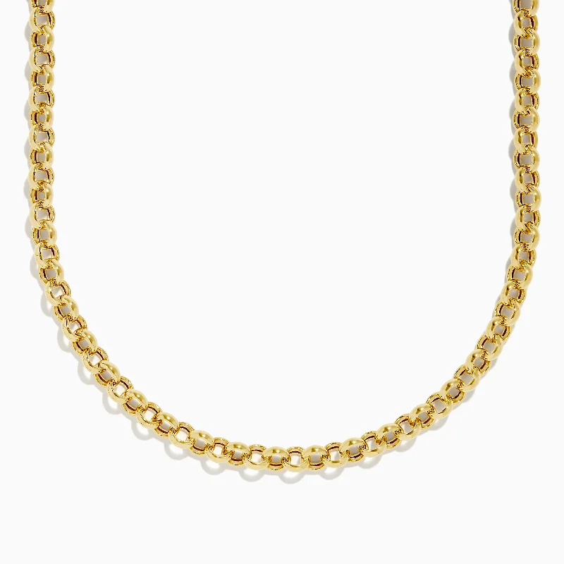 14K Yellow Gold 18" Hollow Rolo Chain