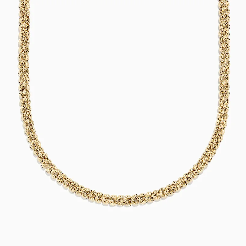 14K Yellow Gold 18" Oval Beads Necklace