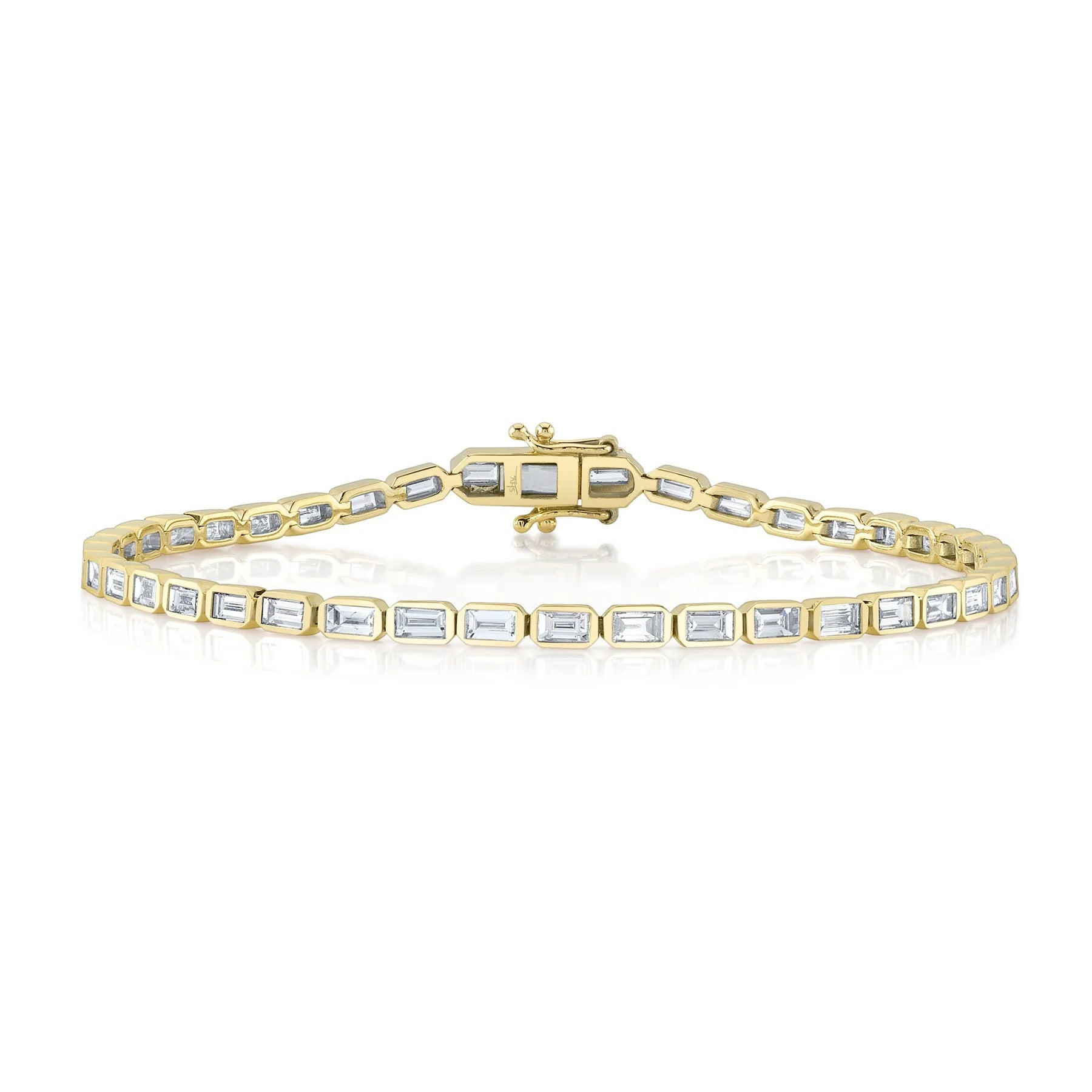 14K Yellow Gold 2.20 Carat Total Weight Baguette Diamond Bezel Bracelet