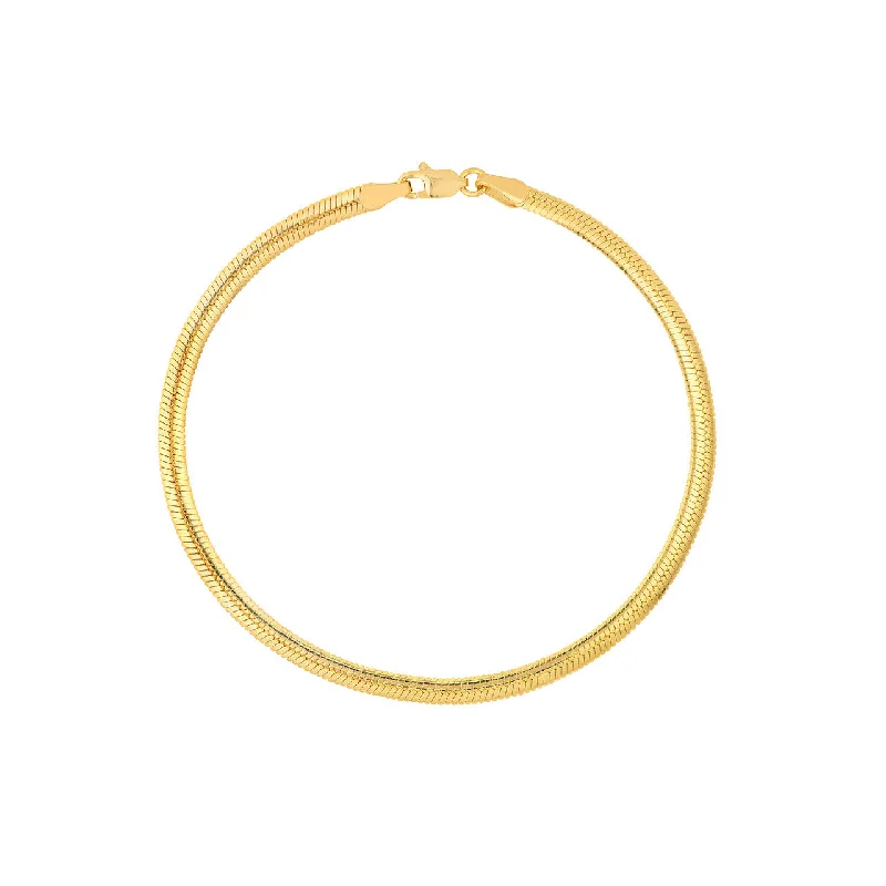 14K Yellow Gold 3.50mm Oval Snake Chain Bracelet