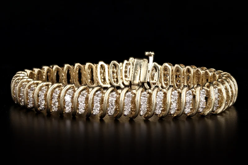 14K Yellow Gold 4.0 Carat Total Weight Diamond Bracelet