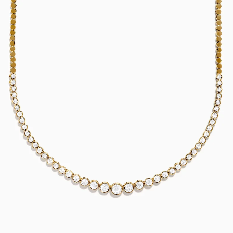 14K Yellow Gold Graduated Diamond Tennis Necklace