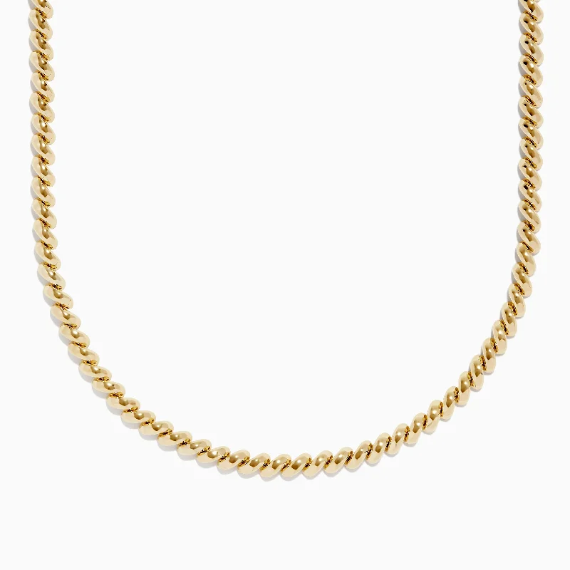 14K Yellow Gold Hollow San Marco Chain Necklace 17"