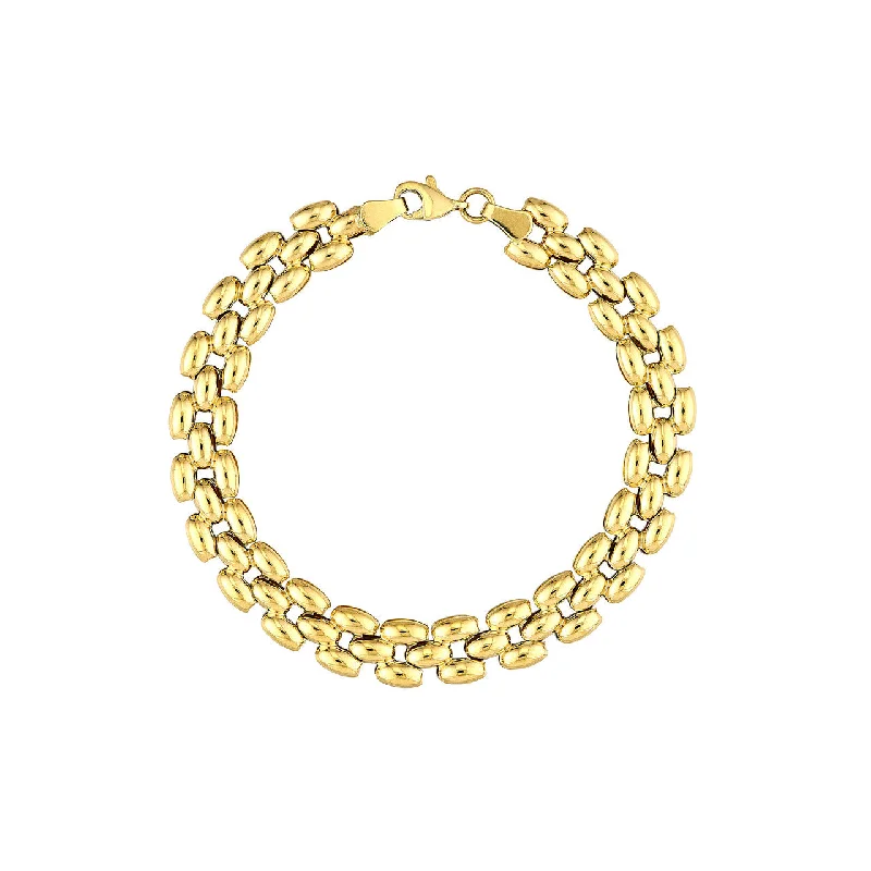 14K Yellow Gold Multi Row Polished Link Bracelet