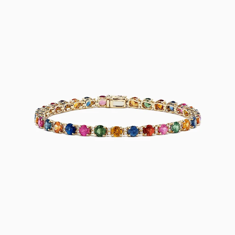 14K Yellow Gold Multi Sapphire and Diamond Bracelet, 11.16 TCW