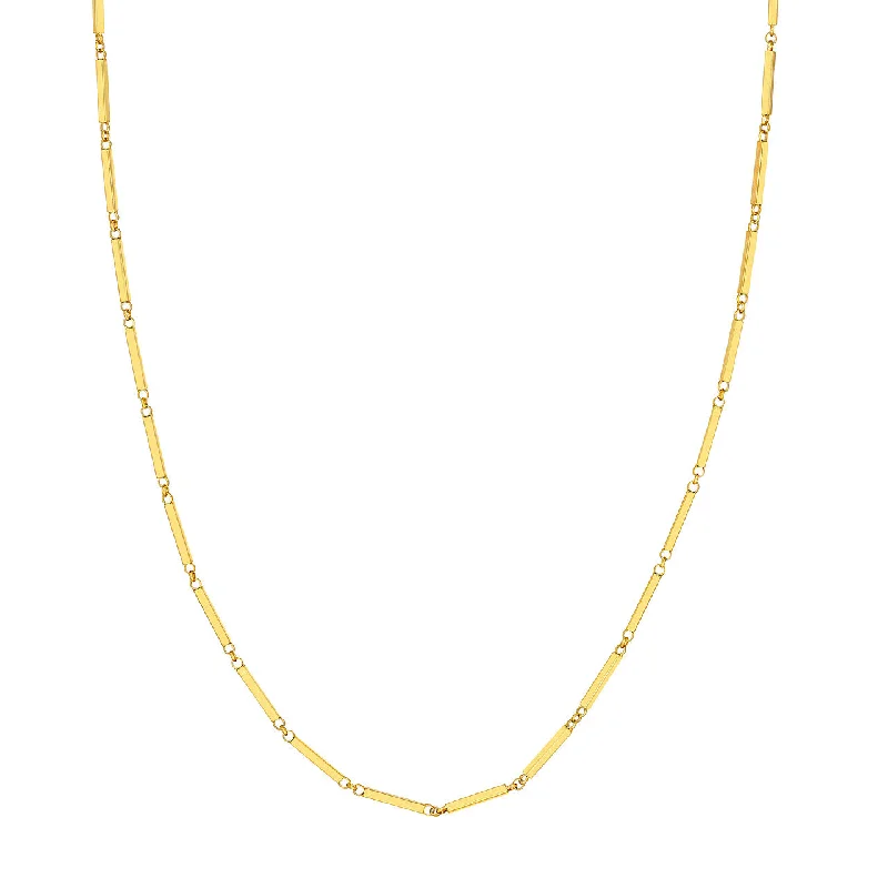 14K Yellow Gold Rectangle Bar Station Chain