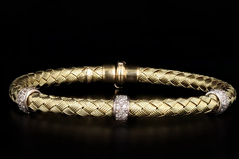 14K Yellow Gold Woven Diamond Bracelet