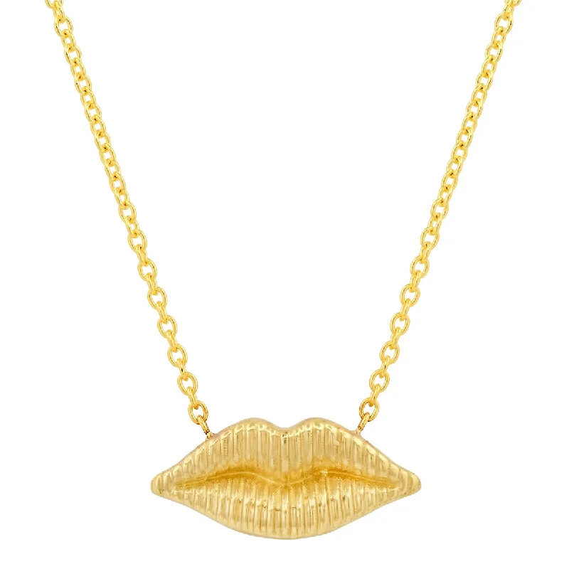 14K YG Reeded Gold Kiss Necklace