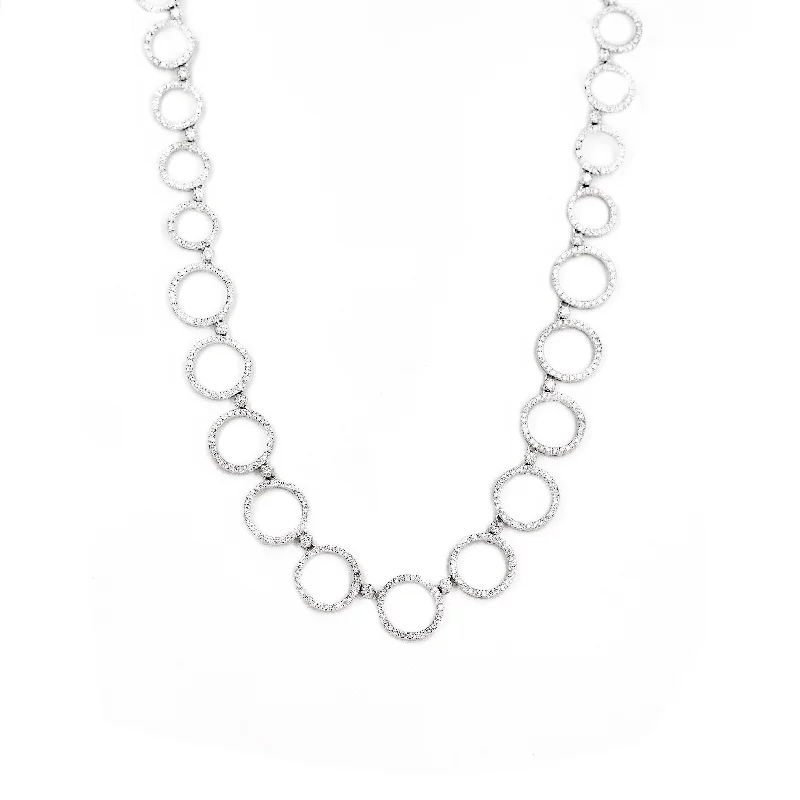 18K White Gold 2.5 Carat Diamond Circle Link Necklace