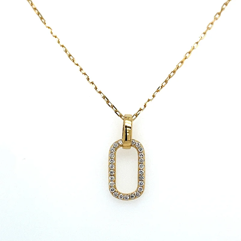 18K Yellow Gold Round Shape Diamond Drop Necklace (0.18ctw)