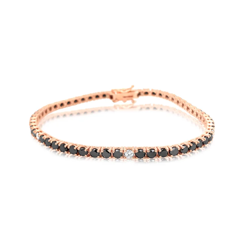 Rose Gold Black Diamond Tennis Bracelet