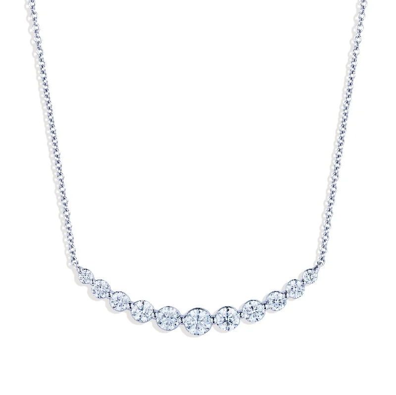 Bremer Jewelry 18K White Gold Round Diamond Smile Necklace (1.00ctw)