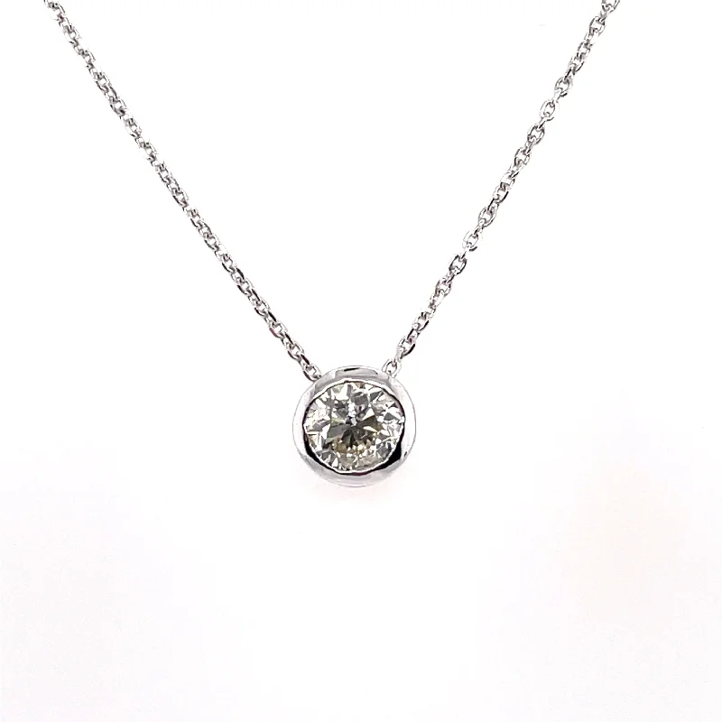 18K White Gold Round Shape Diamond  Necklace (.51ctw)