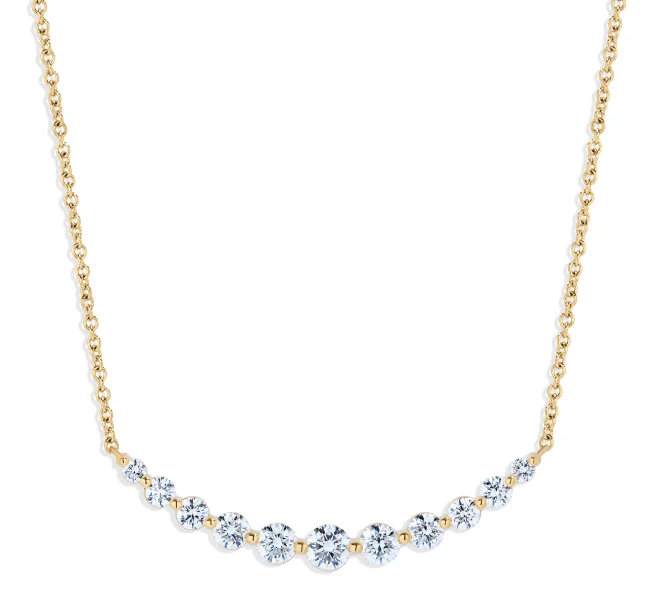 Bremer Jewelry 18K Yellow Gold Round Diamond Smile Necklace (1.00ctw)