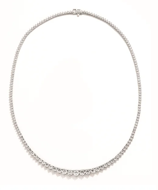 Bremer Jewelry Round Shape Diamond 18K White Gold Riviera Necklace (10.17ctw)