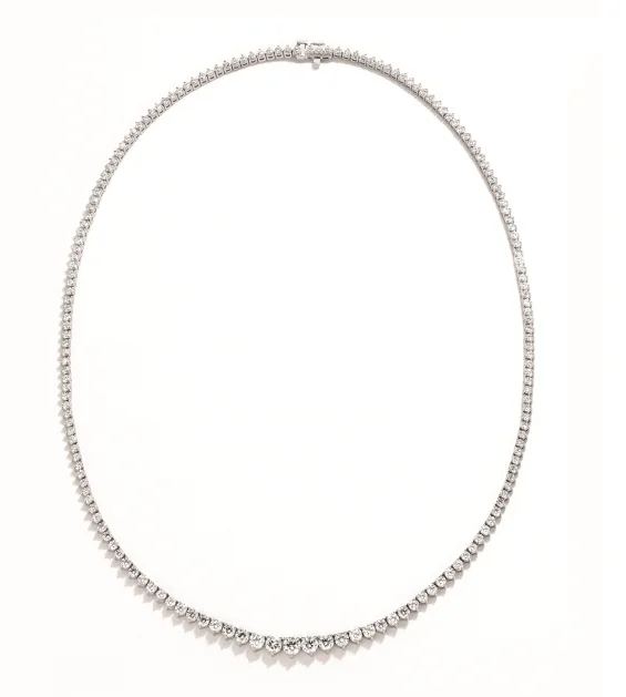 Bremer Jewelry Round Shape Diamond 18K White Gold Riviera Necklace (8.08ctw)