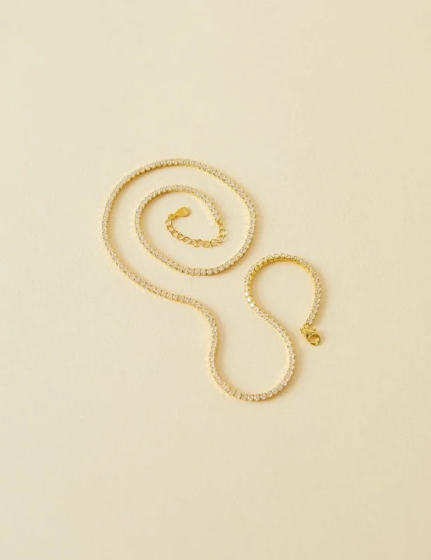 Classic Tennis Necklace - Gold