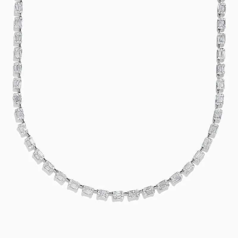 Classique 14K White Gold Diamond Tennis Necklace 7.92 TCW