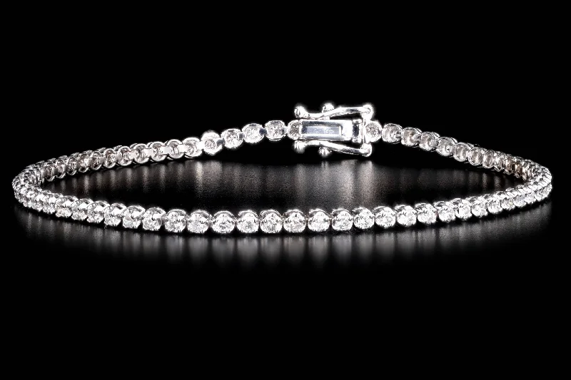 14K White Gold 1.44 Carat Total Weight Round Brilliant Diamond Tennis Bracelet