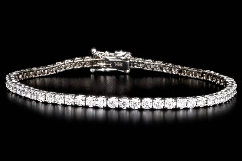 14K White Gold 3.67 Carat Total Weight Round Brilliant Diamond Tennis Bracelet