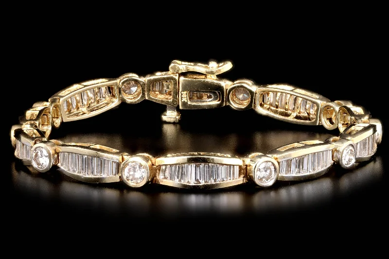 14K Yellow Gold 5.5 Carat Total Weight Diamond Baguette Bracelet