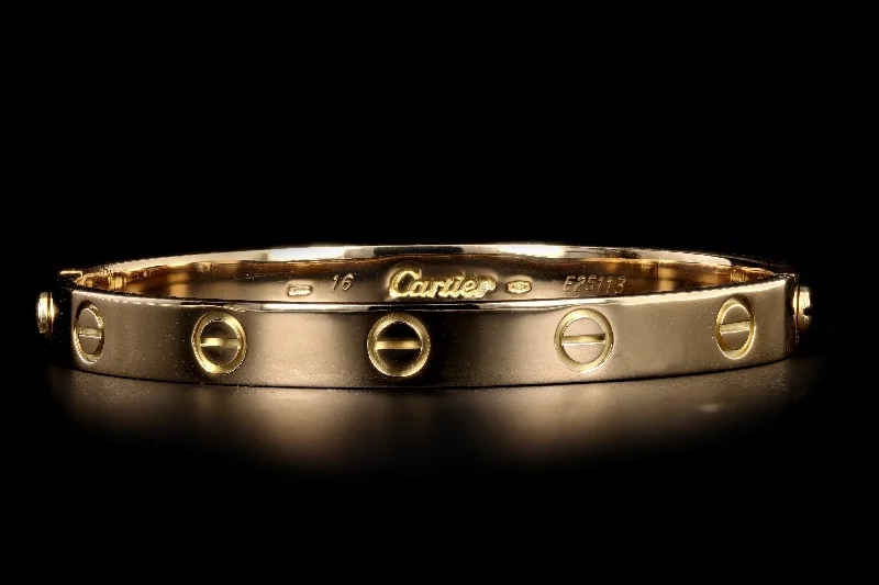 Cartier 18K Yellow Gold Love Bracelet Size 16