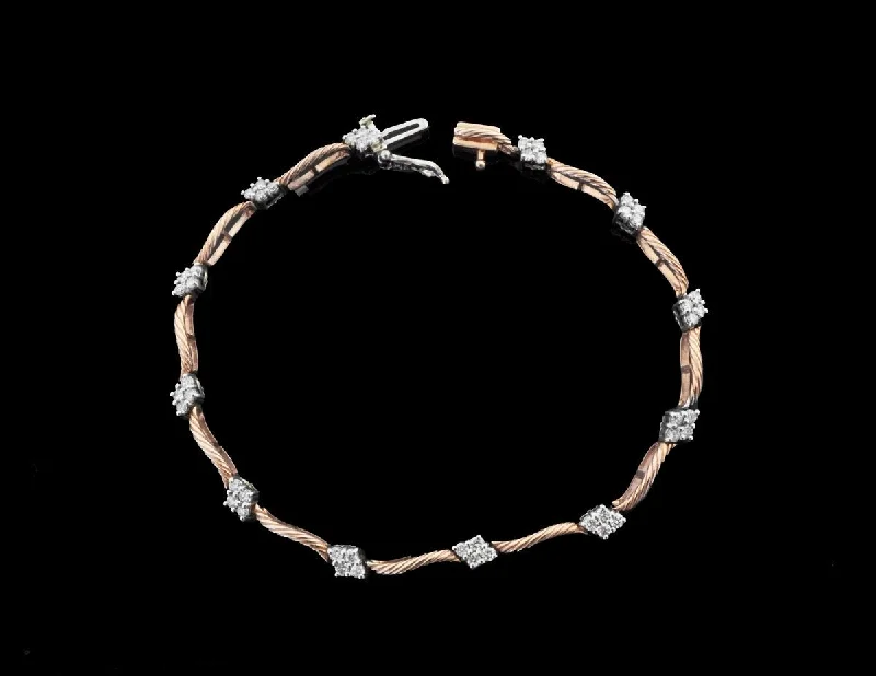 Diamond Rose Gold Bracelet 14 Karat