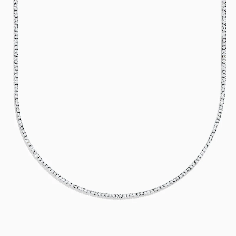 14 Karat White Gold Diamond Tennis Necklace