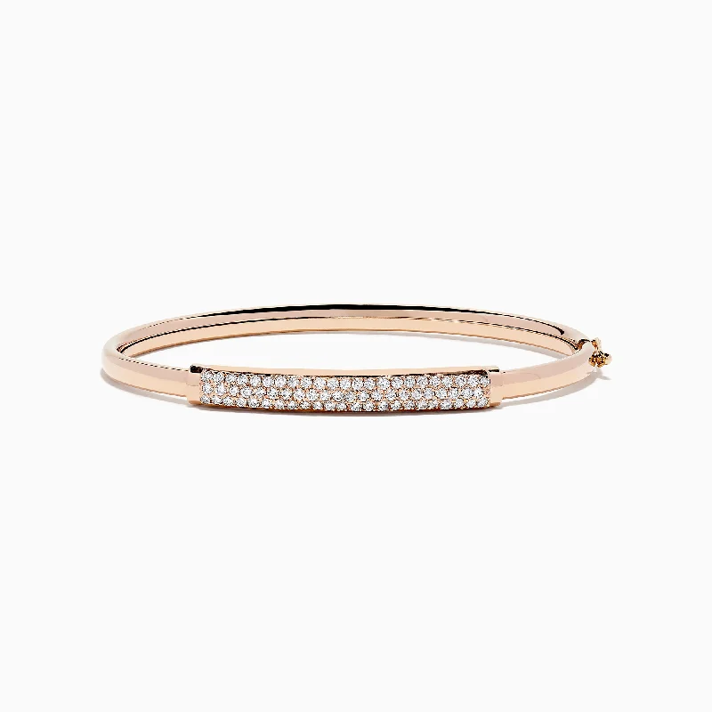 14K Rose Gold Diamond Pave Bangle, 1.00 TCW