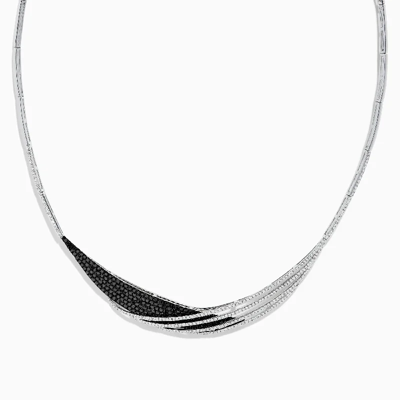 14K White Gold Black and White Diamond Necklace