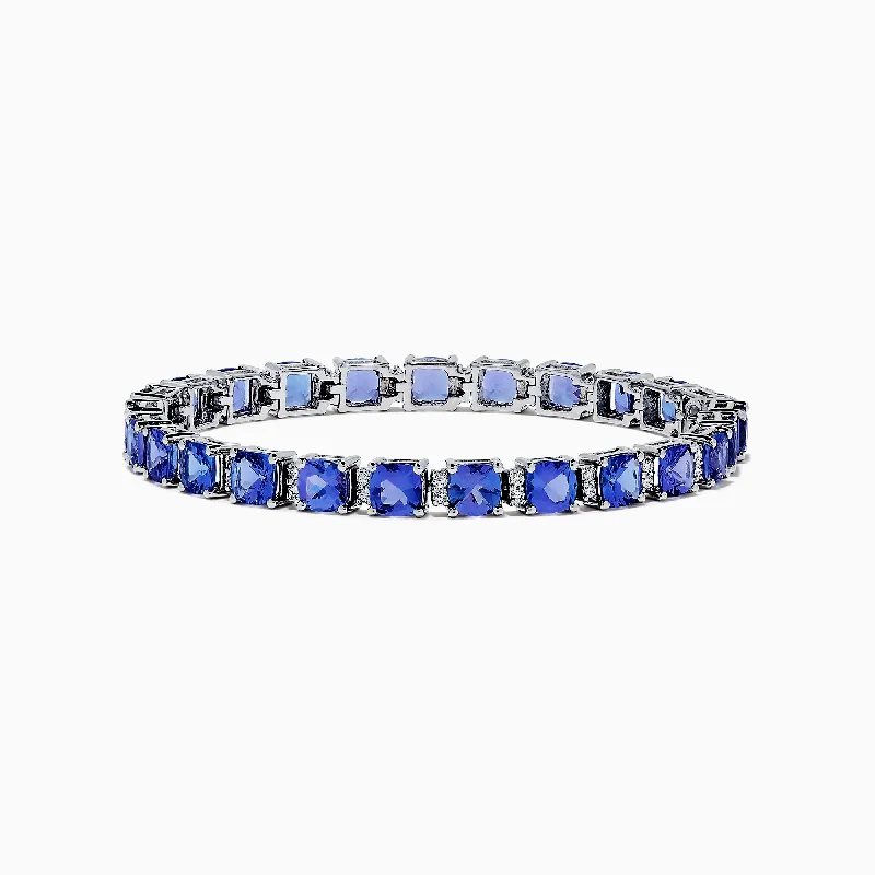 Nahla Siri 14K White Gold Tanzanite & Diamond Tennis Bracelet, 14.74 TCW