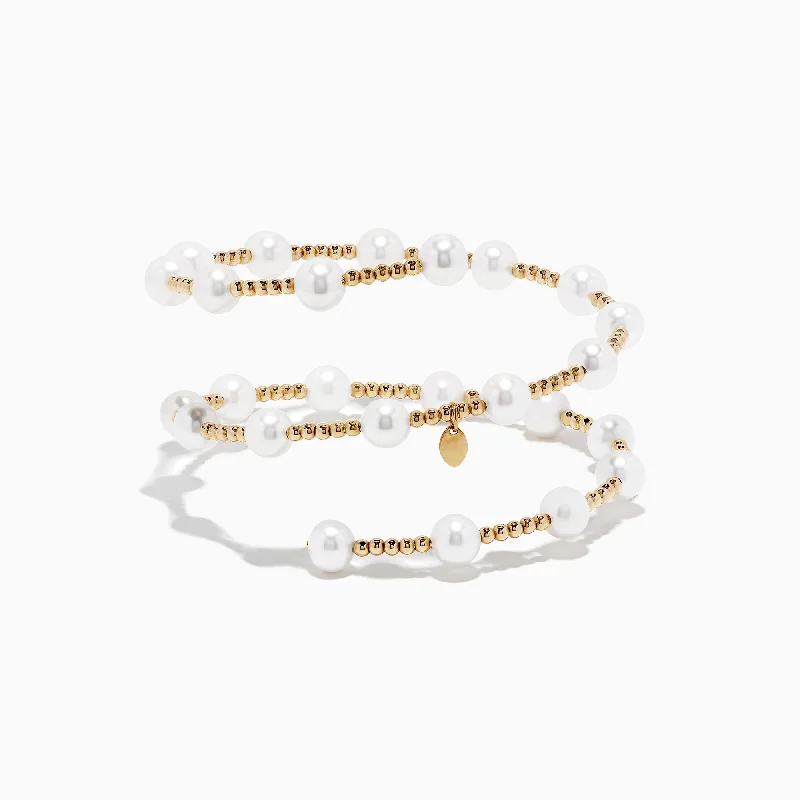 14K Yellow Gold Cultured Fresh Water Pearl Wrap Bracelet