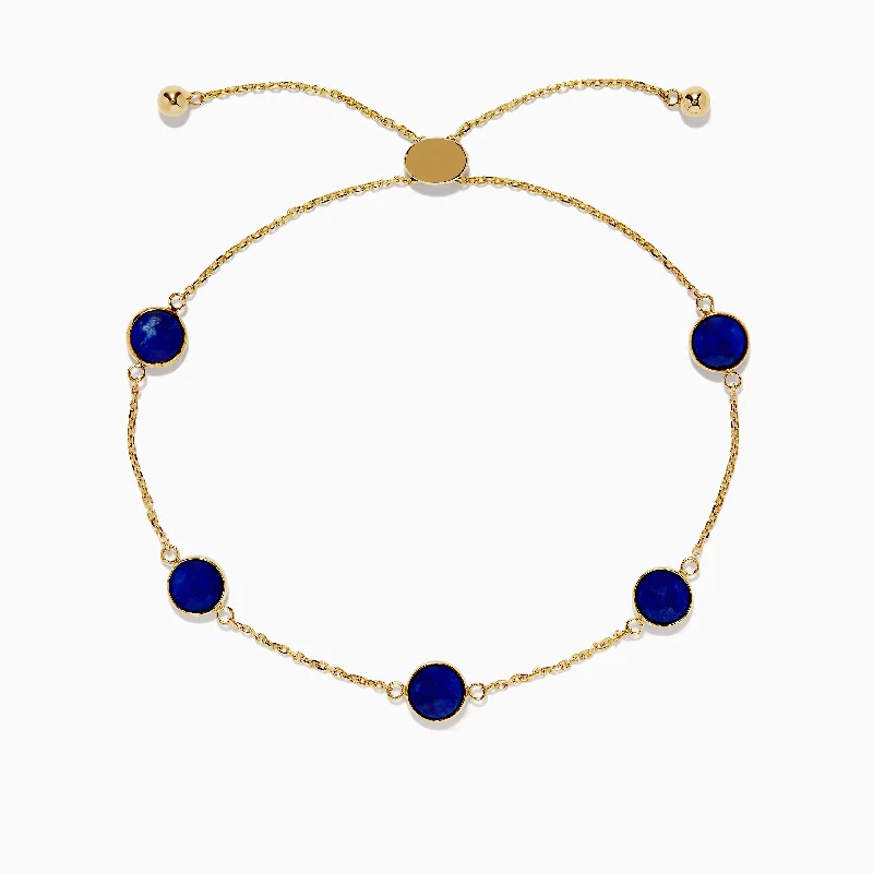 14K Yellow Gold Lapis Lazuli Bracelet, 4.40 TCW