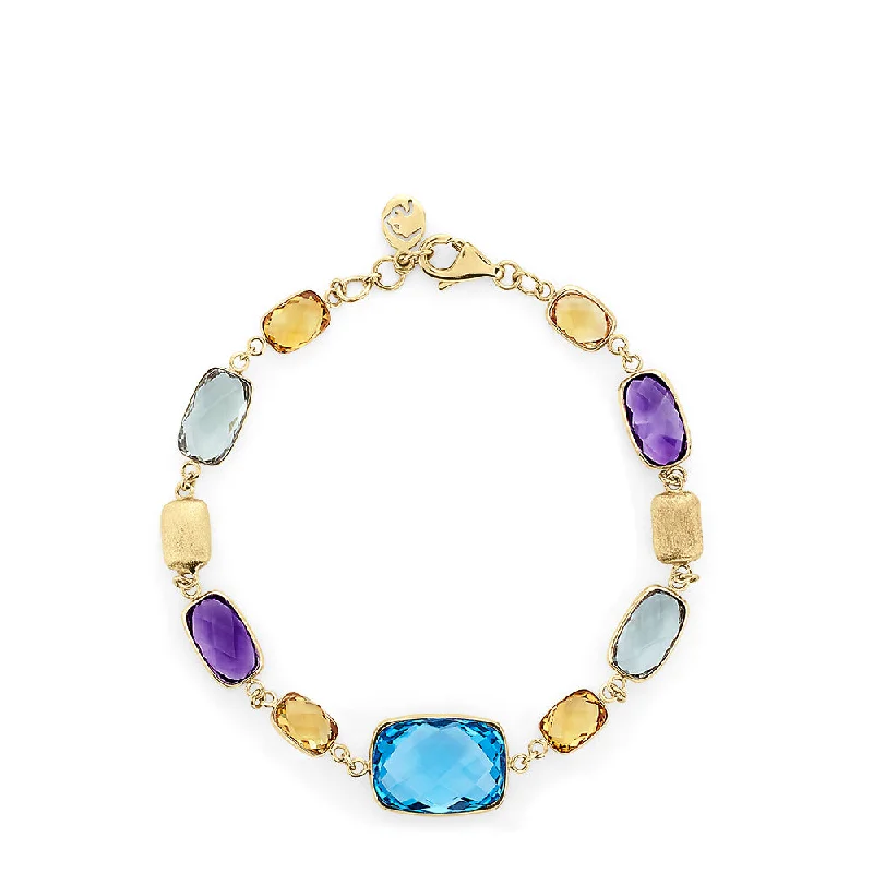 14K Yellow Gold Multi Gemstone Bracelet, 18.80 TCW