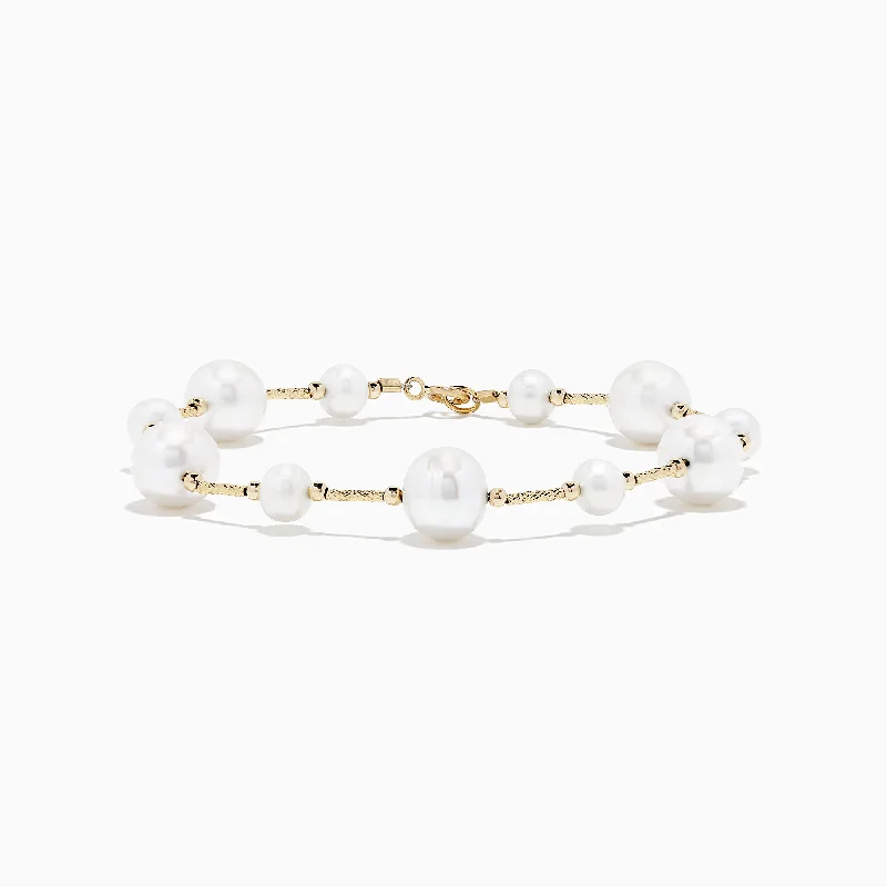 14K Yellow Gold Pearl Station Bracelet