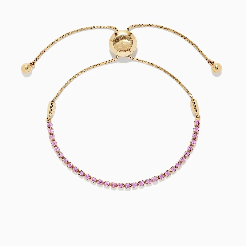 14K Yellow Gold Pink Sapphire Bracelet, 1.30 TCW