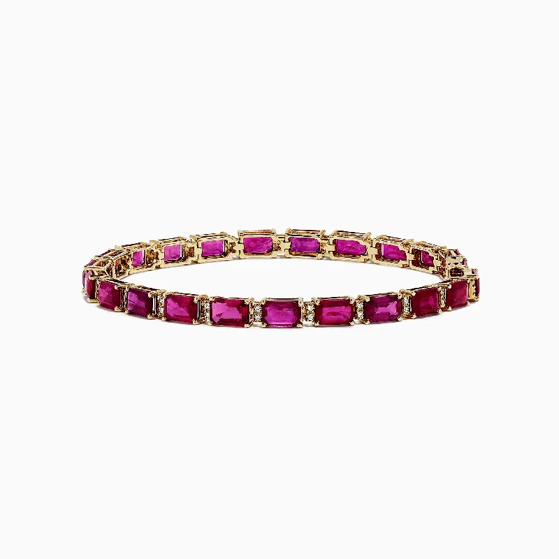 14K Yellow Gold Ruby and Diamond Bracelet, 14.97 TCW