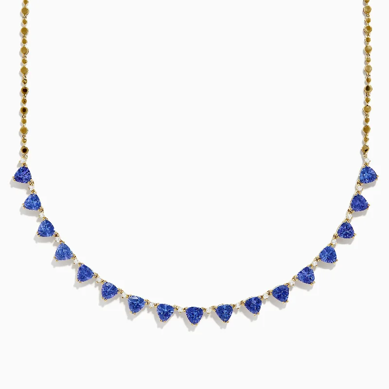 14K Yellow Gold Tanzanite and Diamond Necklace