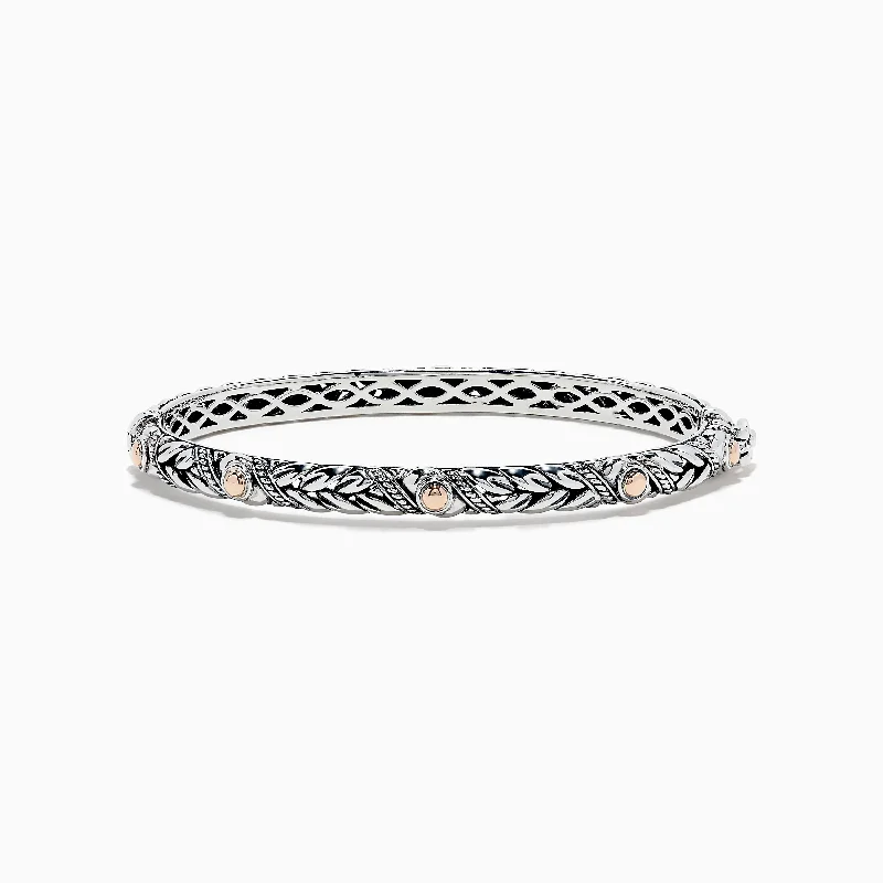 925 Sterling Silver and 18K Rose Gold Bangle