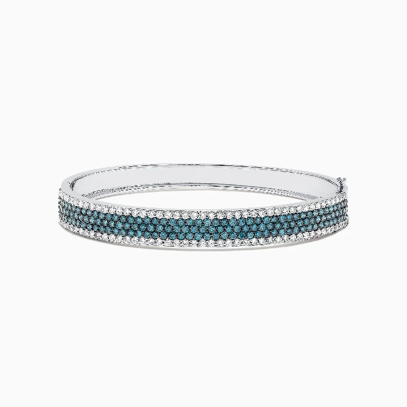 Bella Bleu 14K White Gold Blue and White Diamond Bangle, 4.47 TCW