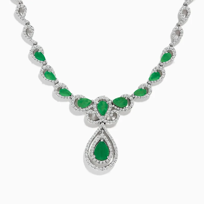 Brasilica 14K White Gold Emerald and Diamond Necklace