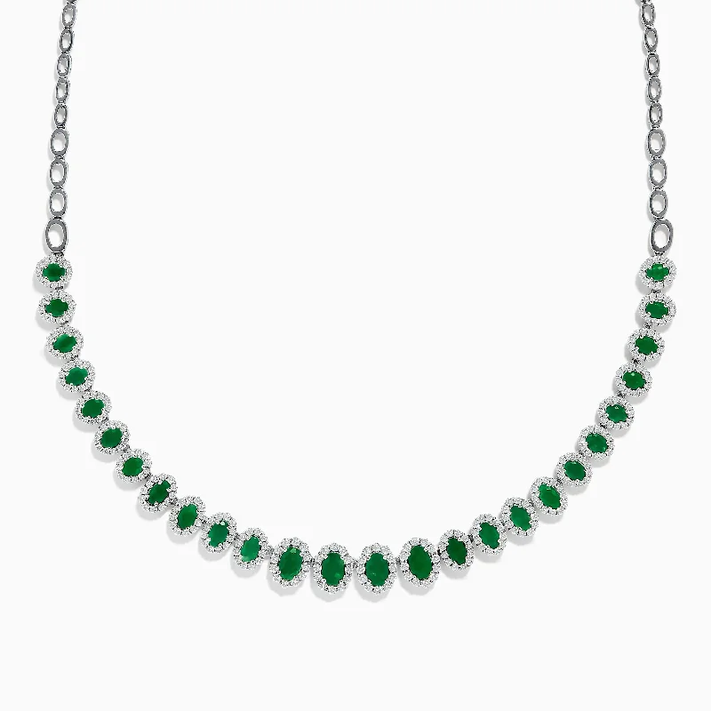 Brasilica 14K White Gold Emerald and Diamond Necklace