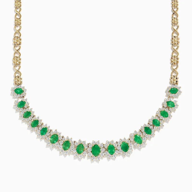 Brasilica 14K Yellow Gold Emerald and Diamond Necklace